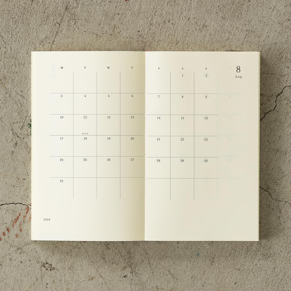 Midori MD Notebook Diary 2026 Monthly Paperback 22404006 Starts December 2025