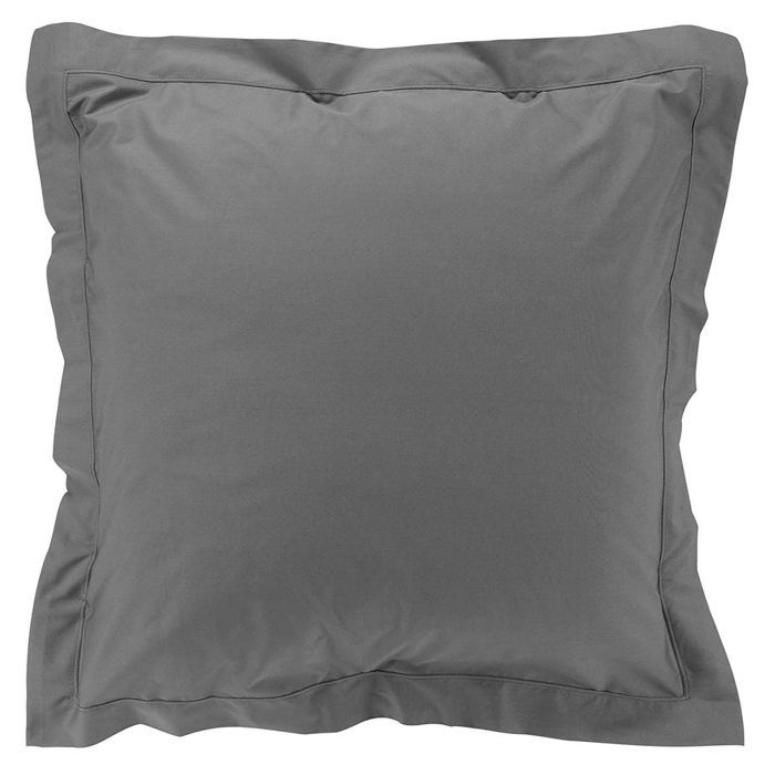 Taie d'oreiller percale Coton Anthracite, 63 x 63 cm