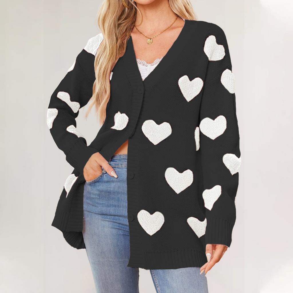 Вязаный кардиган средней длины с V-образным вырезом и пуговицами для женщин