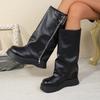 Ботильоны с большим пальцем для женщин, милый крутой стиль, ботинки с ворсом, толстая подошва, платформа, ковбойские сапоги, ботфорты выше колена, высокие сапоги-трубы, для верховой езды