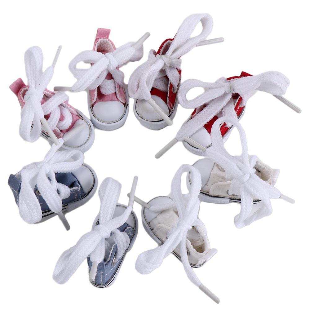 1 Pair Mini Doll Fashion Mini Canvas Shoes 3.5cm Mini Canvas Dolls Shoes  Plush Doll Shoes