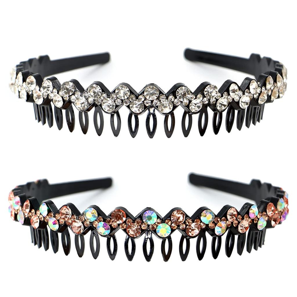 ZOCONE Заколки-ободки со стразами-волнами, 5 шт. Пластиковые ободки-гребни, Кристальные петли для волос, Нескользящие волнистые ободки для женщин и девочек