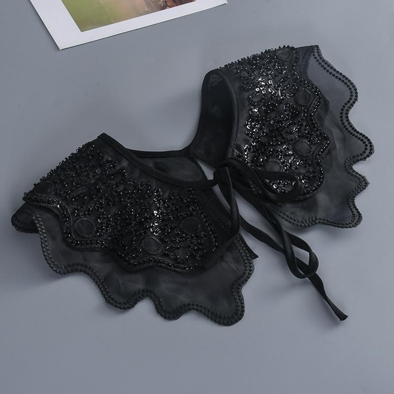 Korean Summer Floral Embroider Fake Collar Neck Guard Scarf Female Shoulder Wraps Cape Removable Shirt Detachable Collar