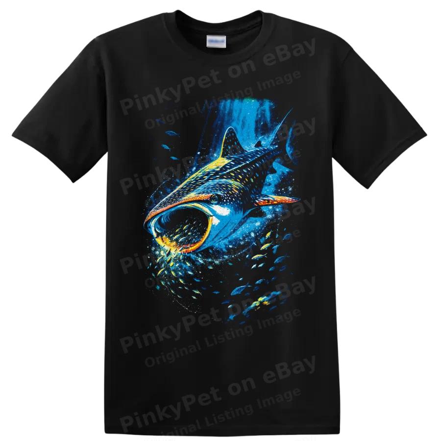 Whale Shark T Shirt Colorful Ocean Fish Scuba Diver Art Graphic Tee Gift Design