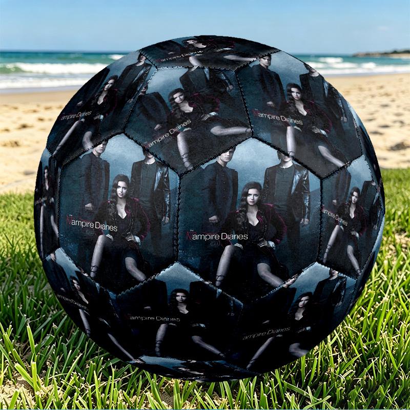 The Vampire Diaries Print Size 5 Soccer Ball, PU Wear Resistant Football for Match Training and Daily Practice, Birthday Gift for Soccer Fans