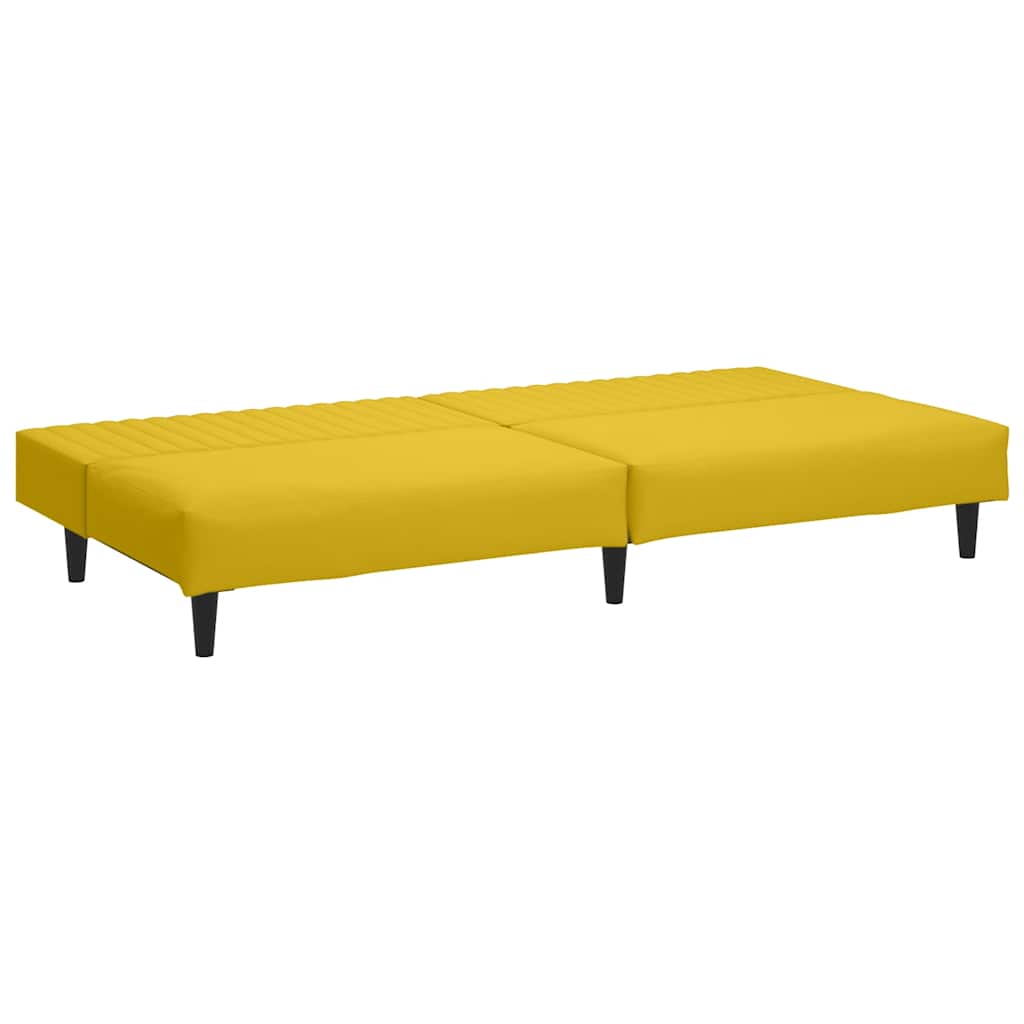 2 Seater Yellow Velvet Sofa Bed