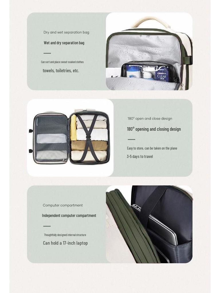 Раскладывающийся двойной плечевой рюкзак - Унисекс ручная кладь с многослойным хранением и отделением для ноутбука, Сверхбольшая вместимость