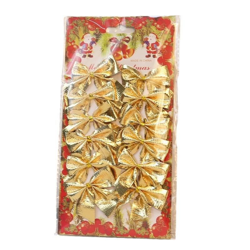 Christmas Tree Pendants 12Pcs Christmas Bow Tie Ornaments Tree Decoration Baubles New Year XMAS Hanging Home Decorations
