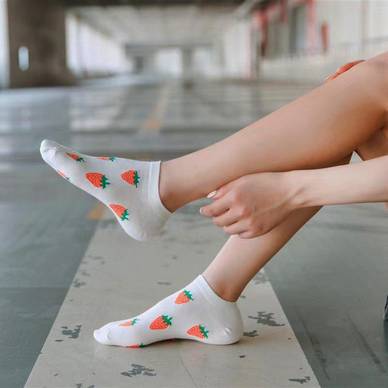 5 пар женских забавных носков Весна и Осень Фруктовые носки до щиколотки Авокадо Лимон Клубника Банан Харадзюку Повседневные Короткие носки 35-40