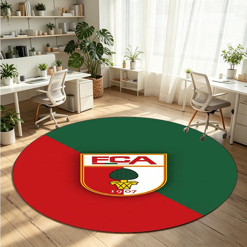 FC Augsburg FC Printed Round Crystal Velvet Rug Soft Non Slip Floor Carpet For Bedroom Holiday Gift