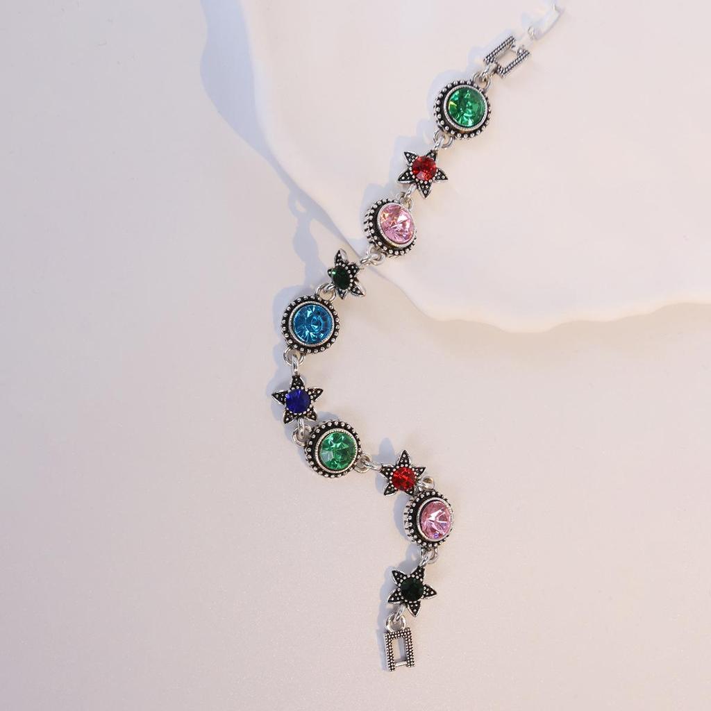 Универсальный ретро этнический браслет с геометрическим круглым дизайном и стразами