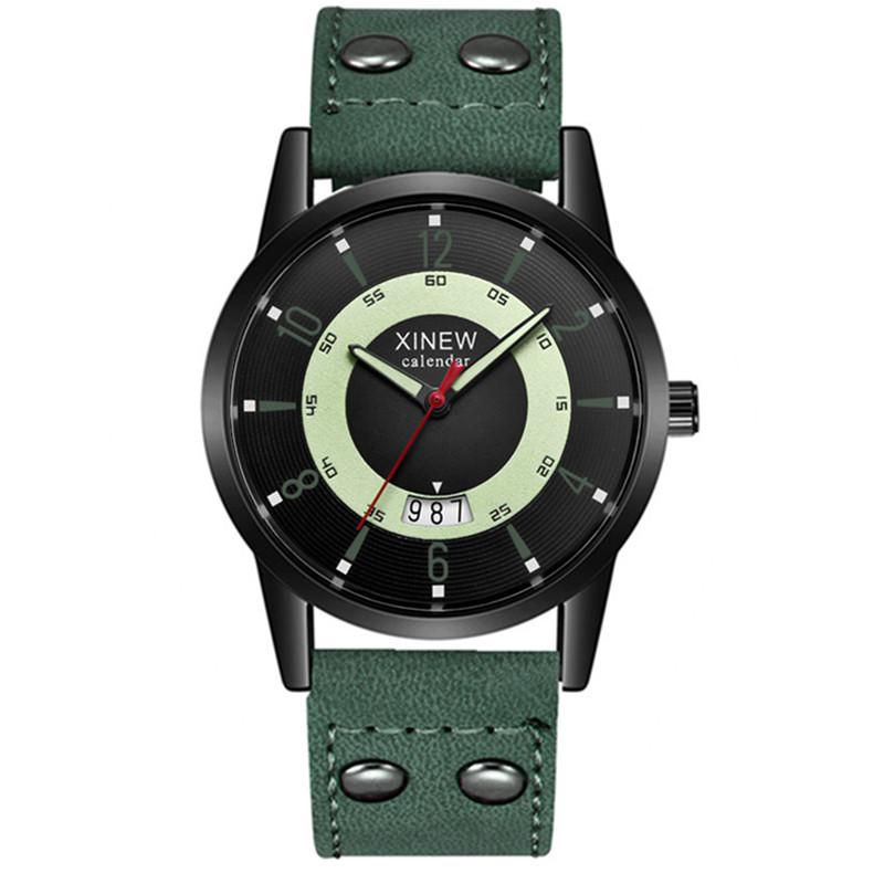Original XINEW Brand Cheap Watches For Men Fashion Casual Leather Band Sports Army Date Quartz Wrist Watch Erkek Barato Saat
