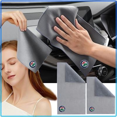 Для 147 159 Giulietta Giulia Mito Spider Alpha Nподголовник 1 шт. Микрофибра Очистка Автомобильное Полотенце Чистые Тряпки Эмблема