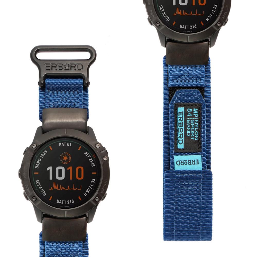 ERBORD MP84 Quickfit Nylon Strap for Garmin Fenix 5X/6X/6X PRO/7X, Blue, Size /