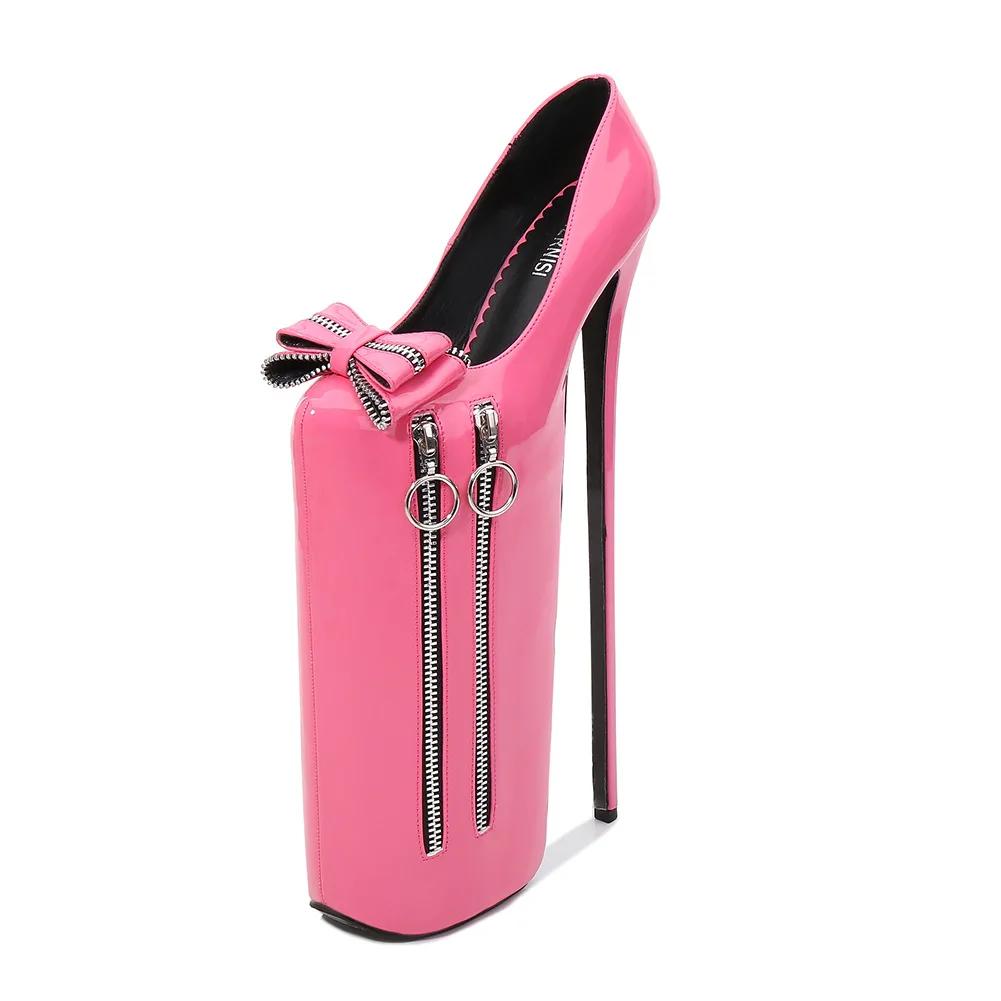Fashion Sexy Metal 30cm Extreme High Heels Pumps Woman Platform Fashion Black Red Women Heeled Lady Big Size 46 Stripper Fetish Shoes