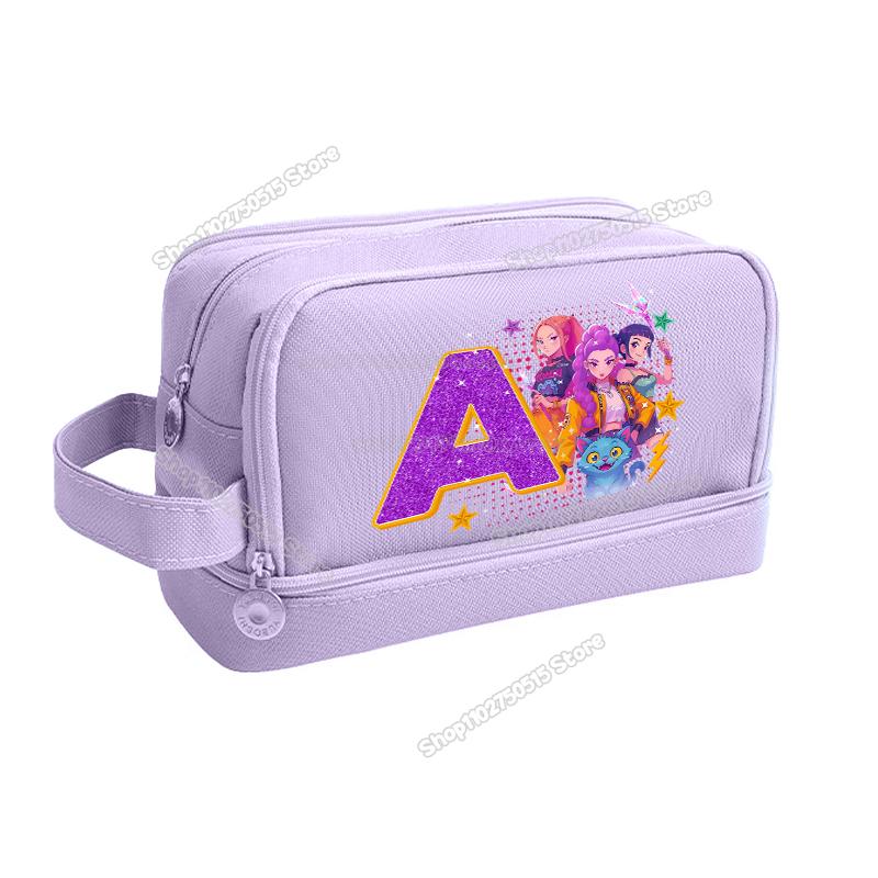 Kpop Demon Hunters Letter A-Z Pencil Bag Rumi Mira Zoey Girl Student Pencil Case High-capacity Stationery Pouch School Supplies