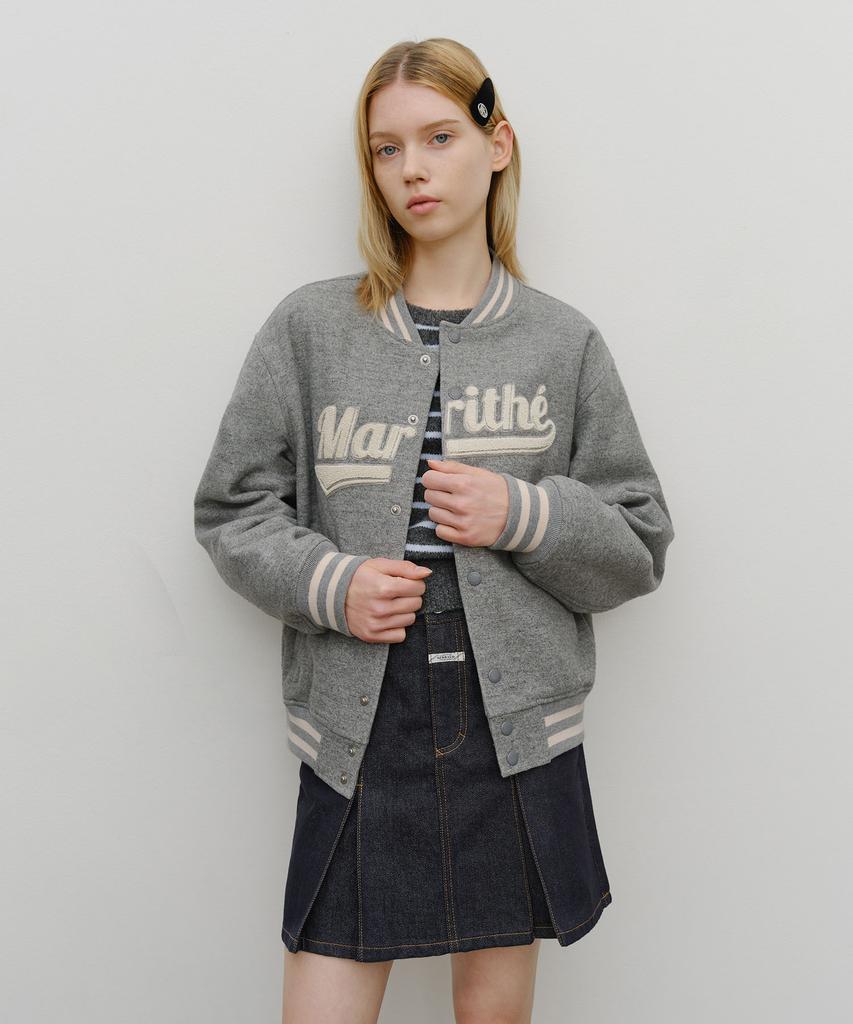 Marith + Franois Girbaud Wool Varsity Jacket Heather Gray