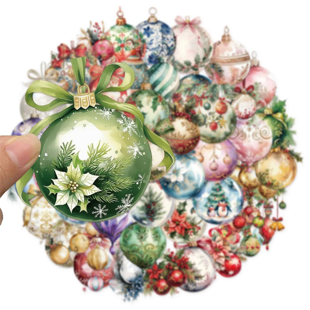 50PCS Christmas Bell Decoration PET Graffiti Stickers Luggage Speaker Skateboard Water Cup Decoration Stickers
