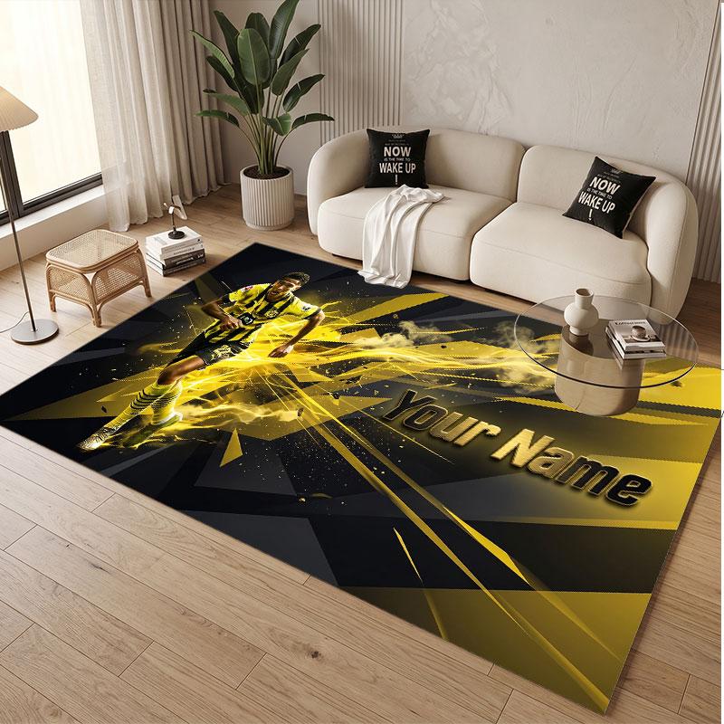Custom Rug Jude Bellingham Pattern Print Name Text Soft Non‑Slip Floor Carpet for Home Indoor Decoration