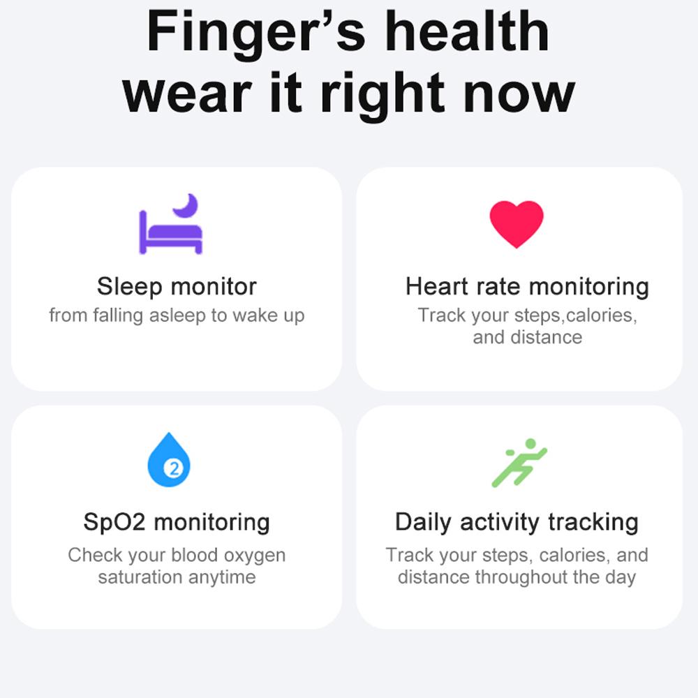 YurKem Беспроводная зарядка Смарт-кольцо Измерение сердечного ритма кислорода в крови Артериальное давление Мужчины Женщины Фитнес-трекер Спорт IP68 Водонепроницаемый Bluetooth-кольцо