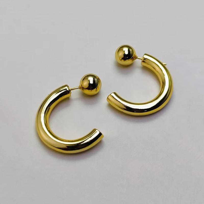 New Creative Copper Reversible C-shaped Metal Earrings for ladies Simple Two Wear way High Quality Jewelry Gift for Women