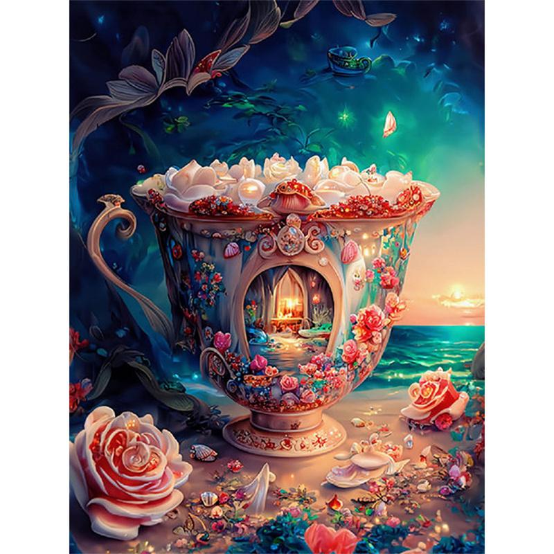 5D DIY Алмазная картина Цветочный пейзаж Алмазная вышивка Картина Полная круглая Алмазная мозаика DIY Стразы Домашний декор Подарки