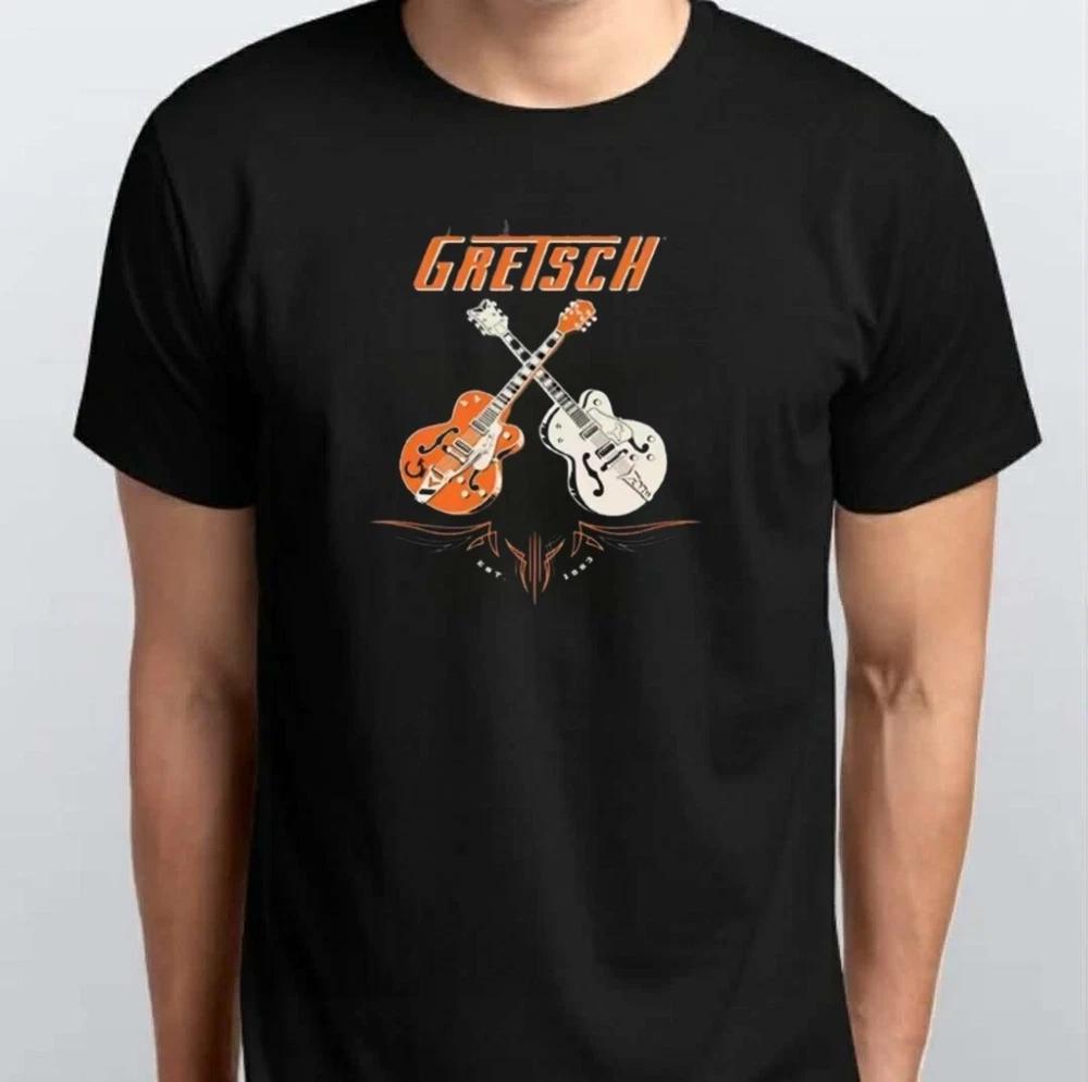 Gretsch Электрогитара Инструмент Периферия ФУТБОЛКА S M L XL 2XL 3 4 XL Черный