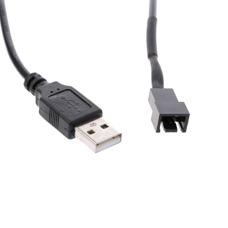 Black Usb 2.0A Male To 4-pin Connector Adapter Cable For 5v Computer Pc Fan