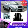 Накладки на оконные стойки дверей автомобиля для Hyundai Tucson JM 2005~2009 2006 Карбон Хром Наклейка Стойки Декоративные Аксессуары