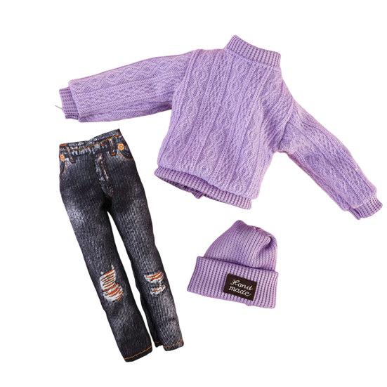 Кукольная одежда, модный мини-компактный свитер с длинными рукавами, декоративная ткань для куклы, 11-дюймовый кукольный костюм со шляпой, подарок