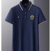Летняя корейская модная мужская рубашка поло с вышитым воротником с лацканами и короткими рукавами Топы
