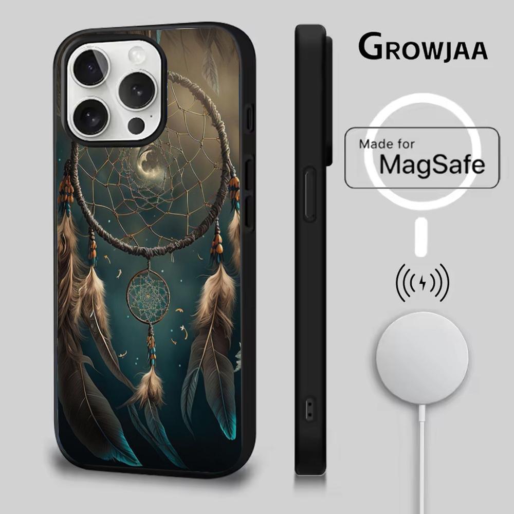 Dreamcatcher Feather Phone Case For iPhone 16e,16,15,14,13,12,11,Plus,Pro,Max,Mini Magsafe Magnetic Wireless Charging