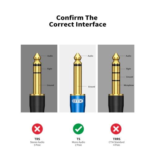 EMK? Guitar Instrument Cable, 10 Feet - Custom Series Premium Rean-Neutrik 1/4" Straight Gold Plug, Blue