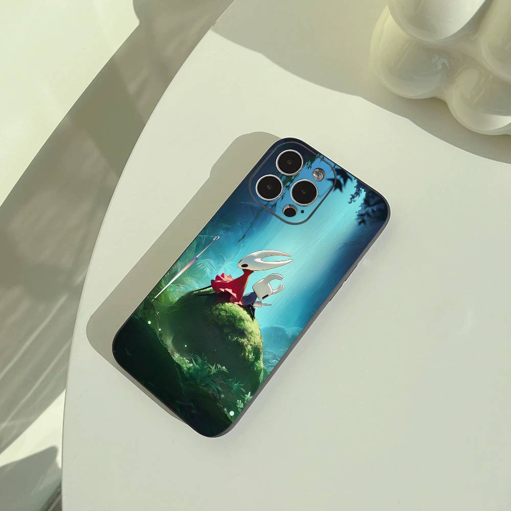 Чехол H-Hollow- K-Knight -S-Silksong для iPhone 17,16,15,14,13,12,11 Pro Max,16/15/14Plus,XS Мягкий черный