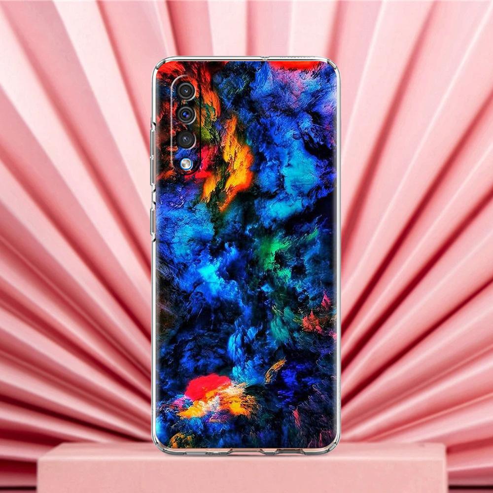 Чехол для Samsung A56 A36 A26 A24 A16 A14 A12 A32 A50 A70 A22 A40 A34 A54 A42 A52 5G A04s A06 Обложка Чернильная живопись звездное небо галактика