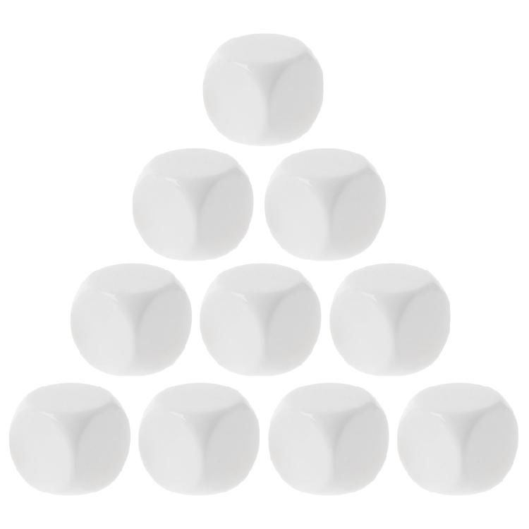 10Pcs Kids Educational Toy Board Game Dices Set White Dices Mathematical Tool 6 Sided Dices Acrylic Round Corner Dices