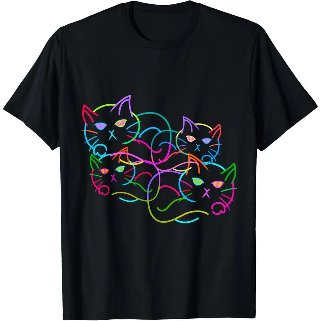 Retro Rainbow Cats Family Cat Kitten 80s 90s T-Shirt