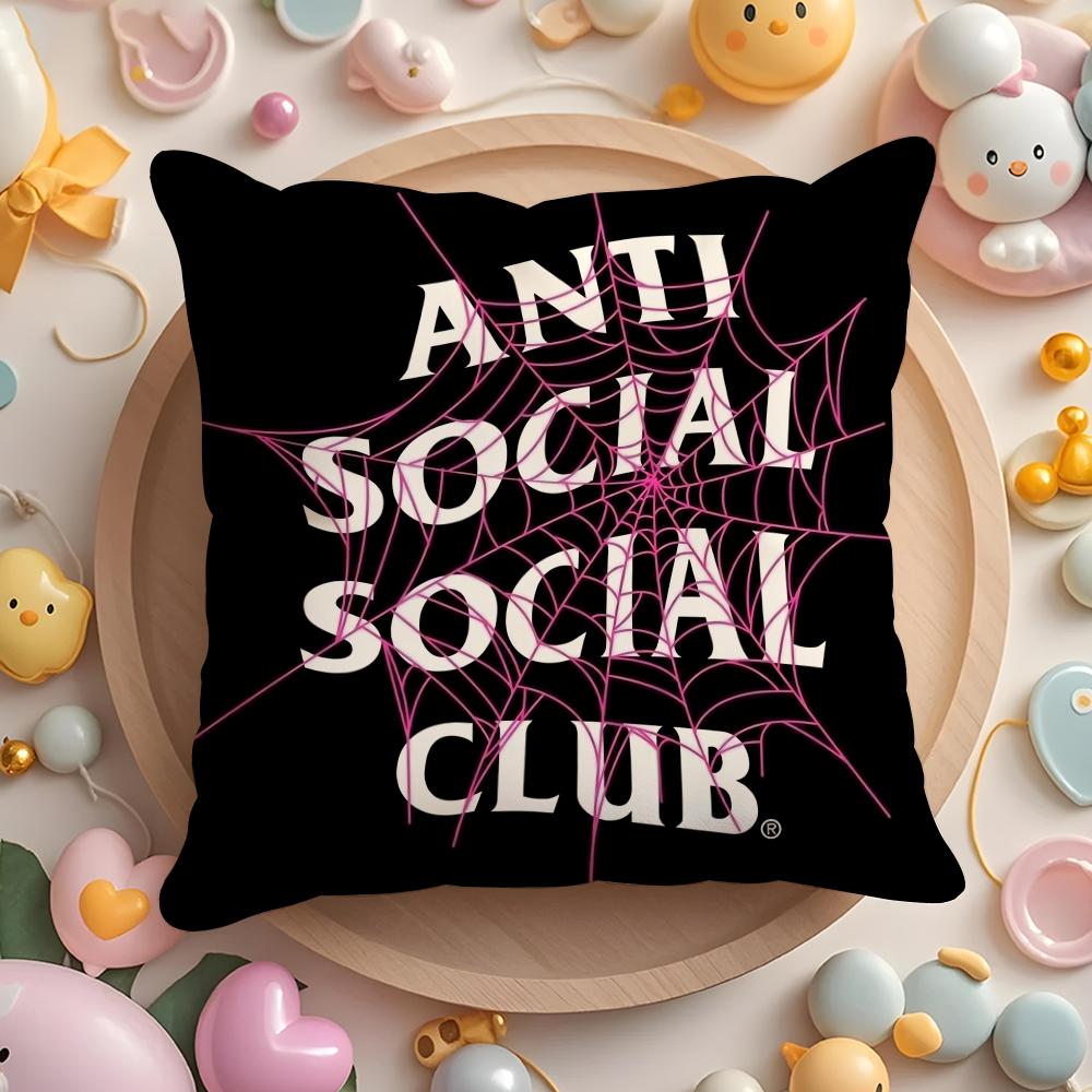 A-Anti Social Social Club Наволочка Плюшевая Ткань Мягкая Двусторонняя Печать Чехол для Подушки на Диван Стойкая к Выцветанию Домашний Декор Подарок