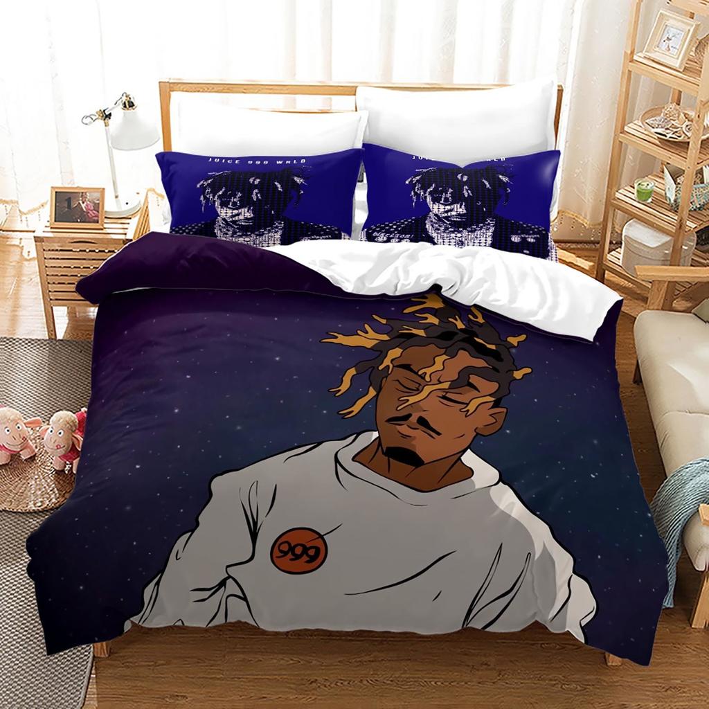 Новый Комплект Постельного Белья Juice Wrld Односпальный Полуторный Двуспальный Кинг-сайз Звезды Juice Wrld Комплект Постельного Белья Взрослый Детский Спальня Комплекты Пододеяльников 3D 018