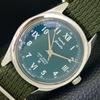 HAND-WINDING VINTAGE HMT JANATA INDIAN MENS GREEN COLOR DIAL WATCH A700088-5 R201-a700088