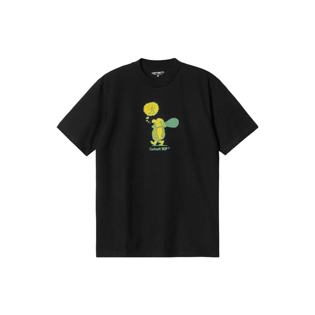 Carhartt WIP Оригинальная футболка с мультяшным принтом букв из аниме, с круглым вырезом, с короткими рукавами, мужская одежда, черный, I032882-89-XX