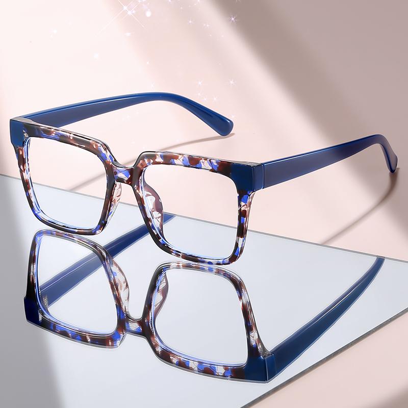 New Trendy Tortoise Shell Square Eyeglasses – Stylish Blue Light Blocking Glasses for Women & Men with Modern Gold Accents