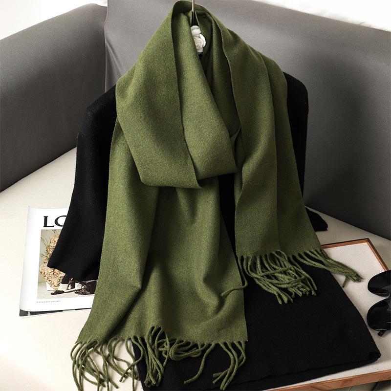 62Color Solid Women Winter Scarf Теплый Утолщенный Кашемировый Шаль Уличная Мода Роскошные Кисточки Пашмина Дамская Накидка Ветрозащитные Шарфы