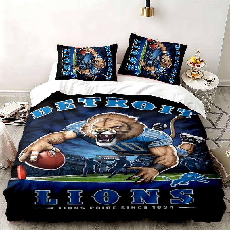 Detroit Lions 3pc set Perfect for bedroom use Comfortable bedding set includes a duvet cover and two pillowcases Ideal birthday or Christmas gift