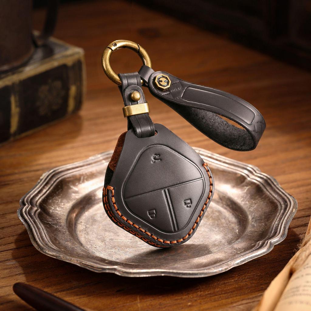 Чехол для ключей из натуральной кожи для Wuling Bingo и Baojun Yueye KIWI Qingkong EV - мужской брелок