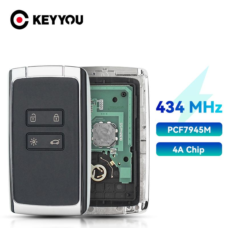 KEYYOU С батарейкой Умная смарт-карта ключа 434 МГц Чип PCF7945M 4A Для Renault Megane4 Talisman Espace Kadjar Koleo Бесключевой доступ
