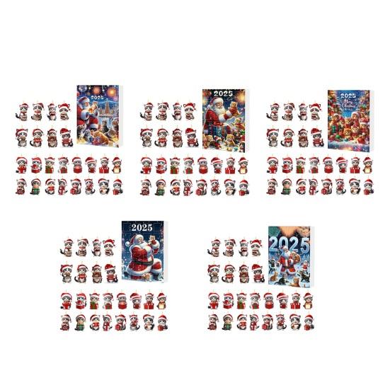 Cat Advent Calendars 2025 2D Acrylic Cute Cat Ornaments 24 Days Christmas Countdown Calendar Holiday Tree Hanging Decoration for Cat Lovers