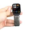 For Xiaomi Smart Band 8 Pro Watch Strap Embossment Design Retro PU Leather+Alloy Wrist Strap