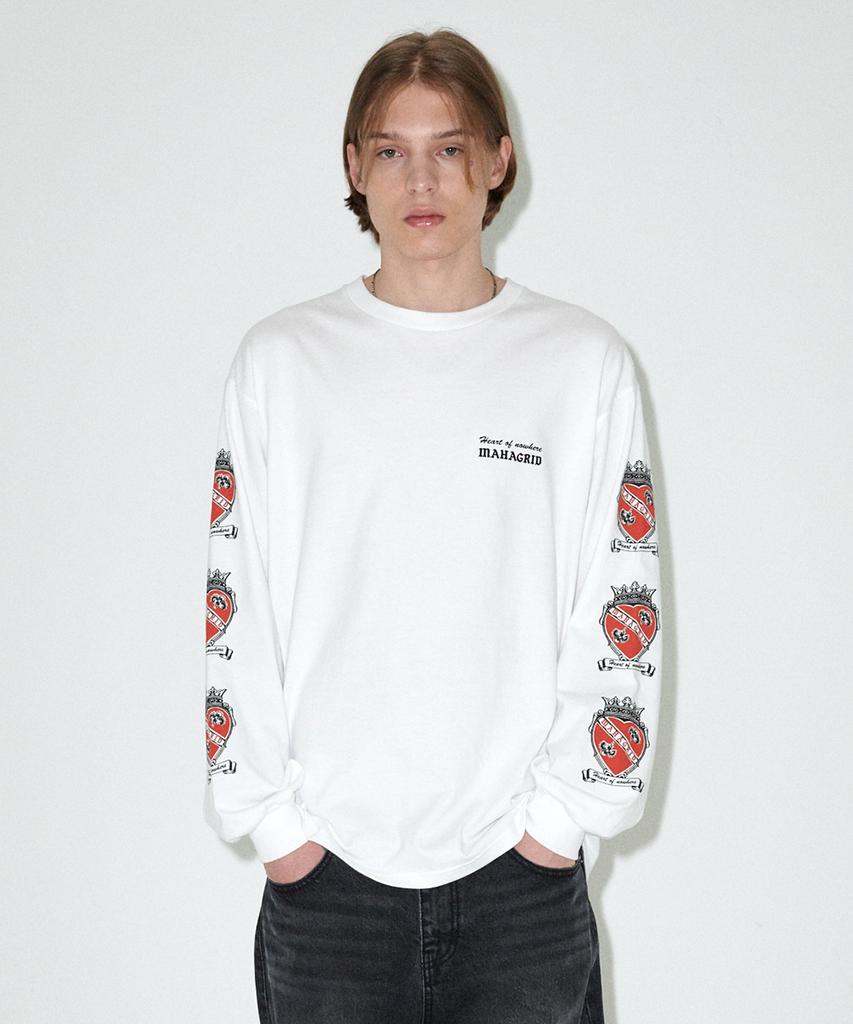 MAHAGRID Heart Logo Ls Tee White(Mg2Efmt566A)