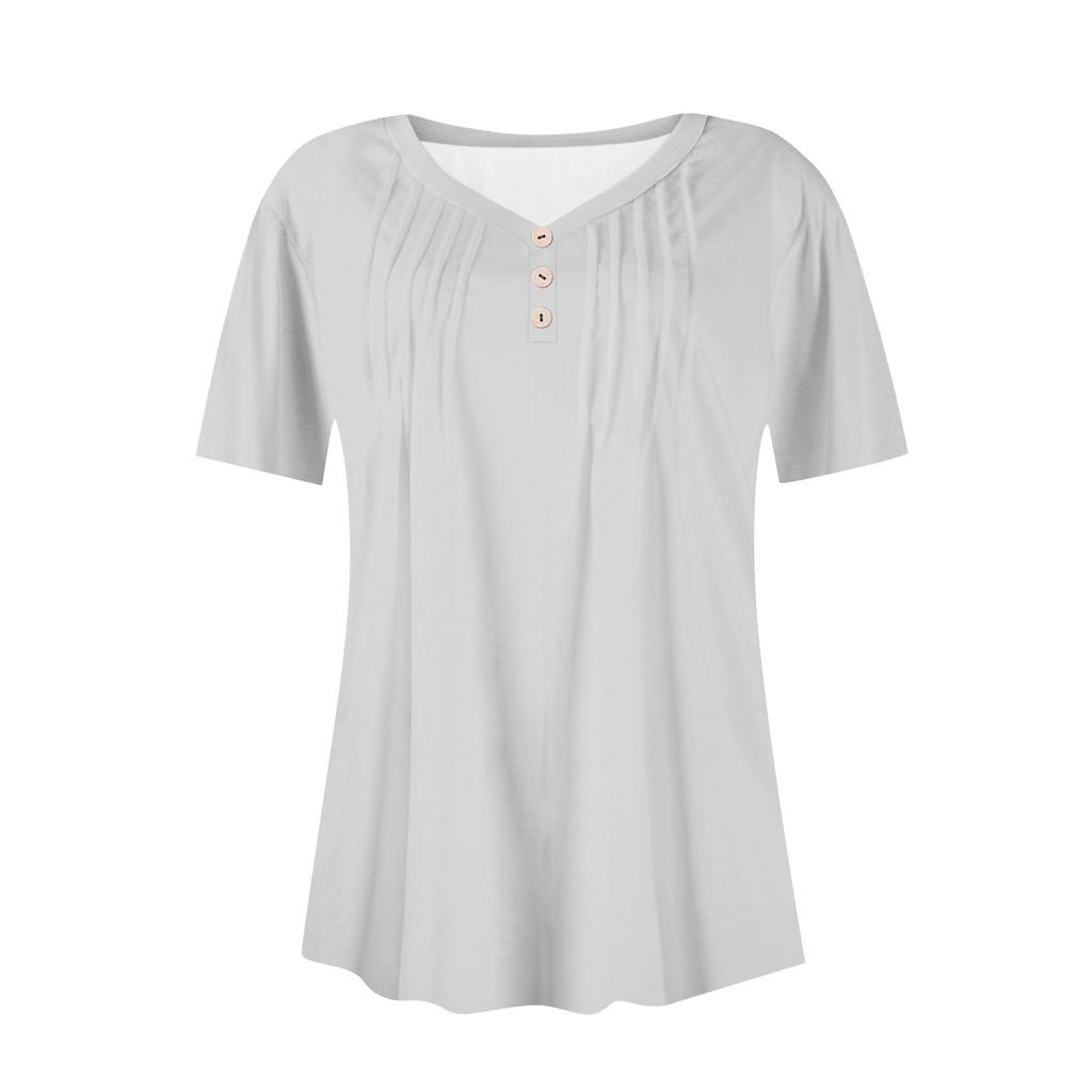 Женские рубашки с короткими рукавами, топы, элегантные повседневные рубашки, топы с V-образным вырезом и плиссировкой
